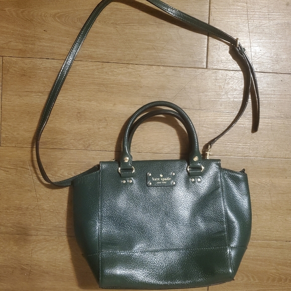 Kate Spade New York Camryn Wellesley Satchel Crossbody Green Leather Bag. - Picture 5 of 16